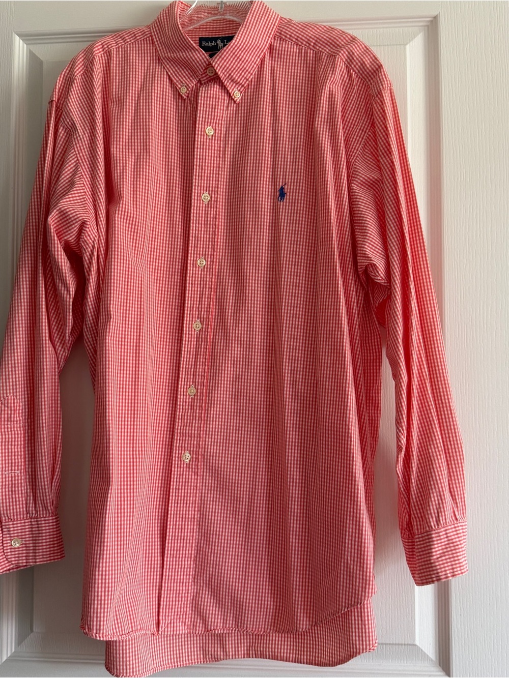Vintage Ralph Lauren Pink Gingham Button-Down Dress Shirt